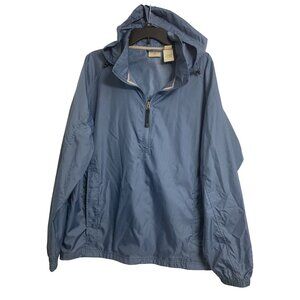 L.L.Bean Mens Hooded Hiking Windbreaker Nylon Lightweight  Blue Size L